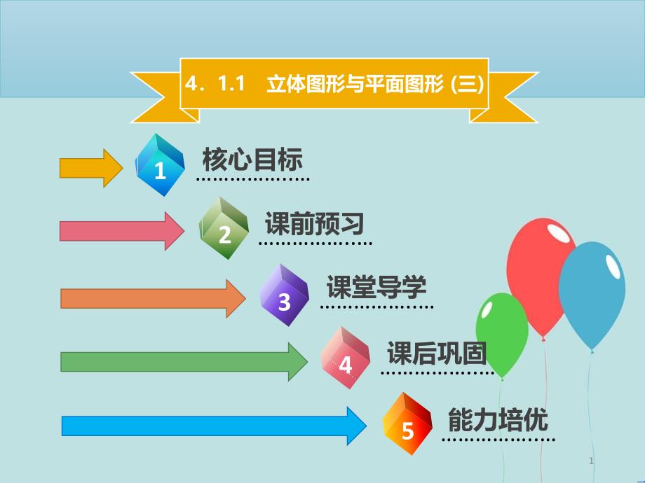 【名师导学】七年级数学上册 第四章 几何图形初步 4.1.1 立体图形与平面图形（三）课件 （新版）新人教版_第1页