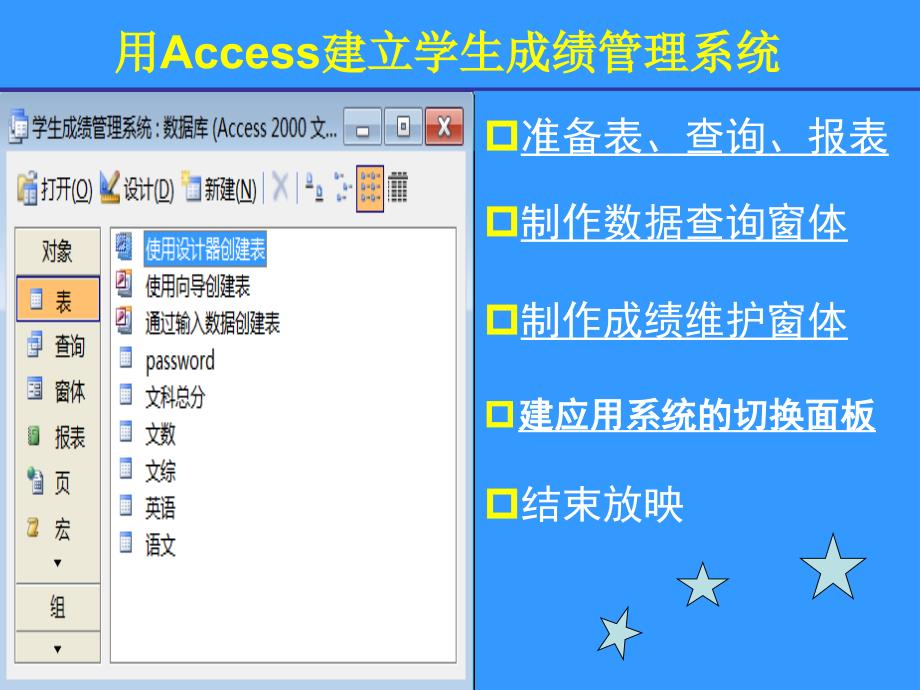 用access创建学生成绩管理系统_第1页