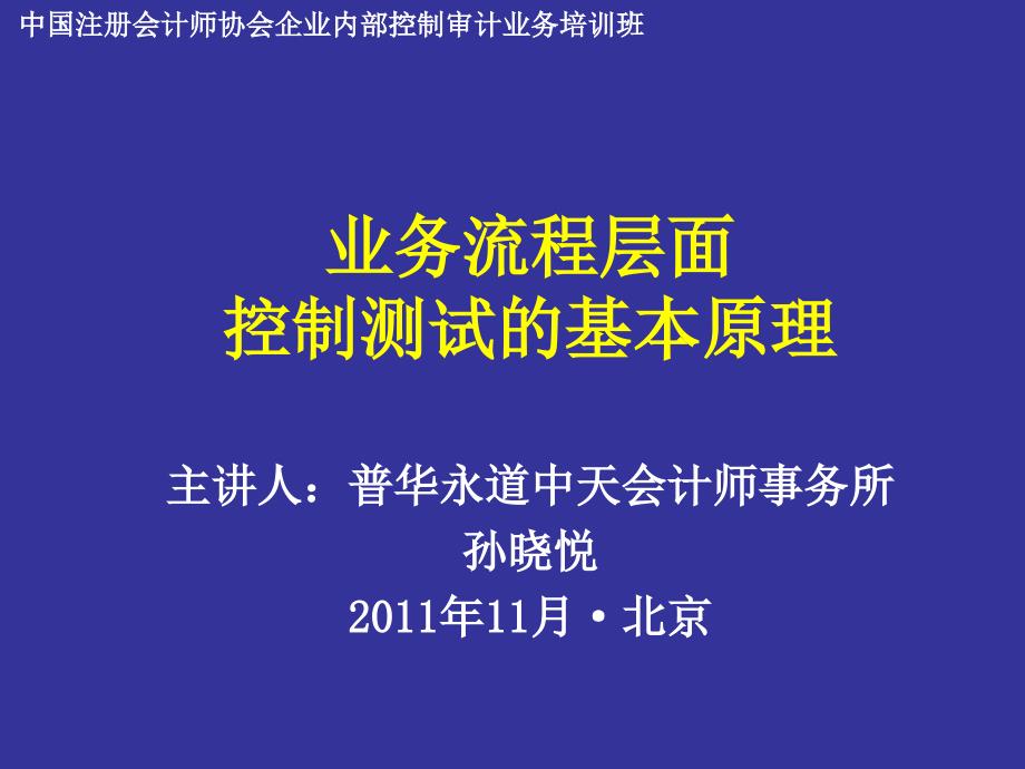 业务流程层面控制测试的基本原理_第1页