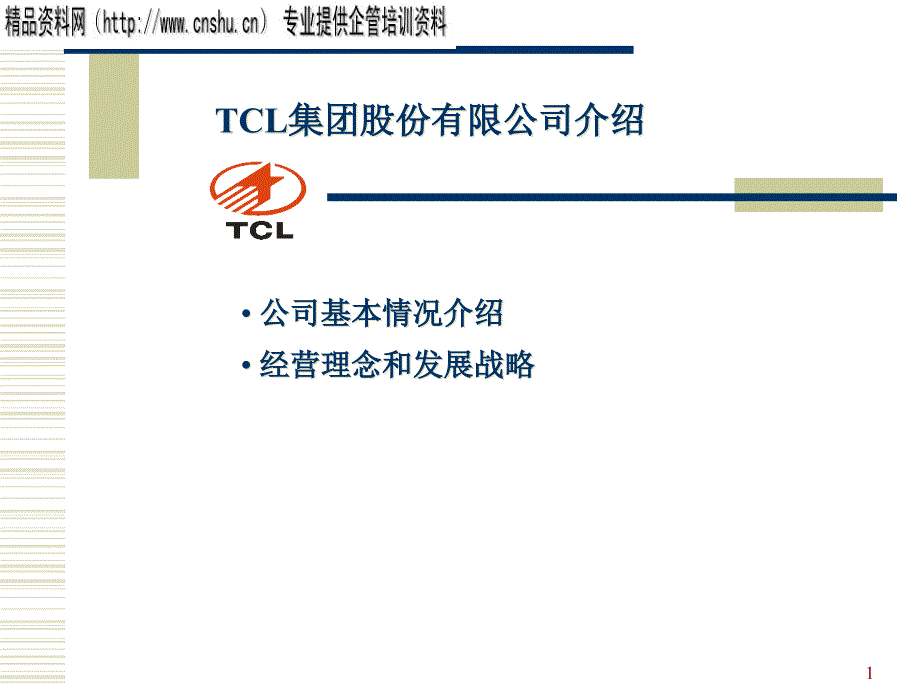 TCL集团的经营理念与发展战略_第1页