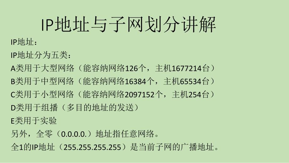 IP地址與子網(wǎng)劃分講解分析課件_第1頁