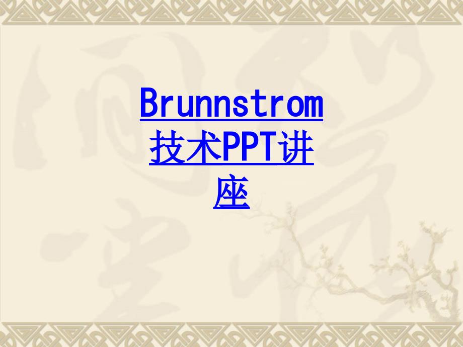 Brunnstrom技术专家讲座_第1页