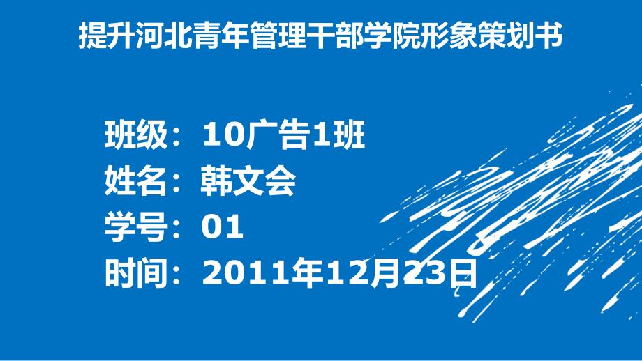 提升河北青年管理干部学院形象策划书课件_第1页