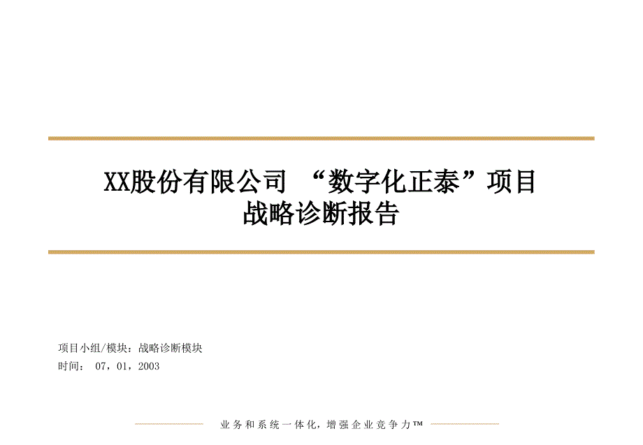 XX股份有限公司数字化正泰项目战略诊断报告_第1页