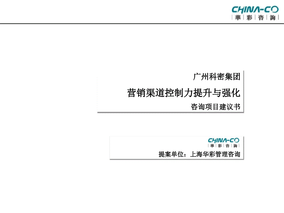 XX咨询XX集团营销渠道控制力提升与强化咨询项目建议书_第1页