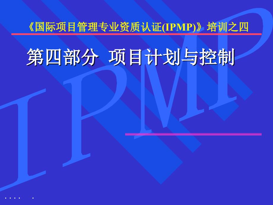 企业项目控制计划概论_第1页