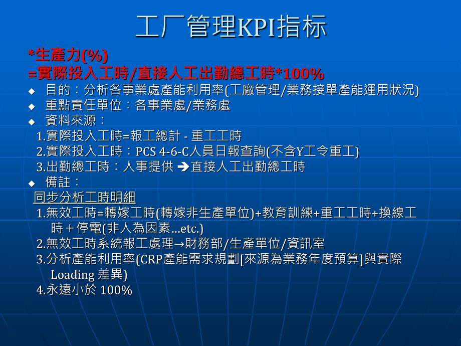 工厂管理KPI指标PPT通用课件_第1页