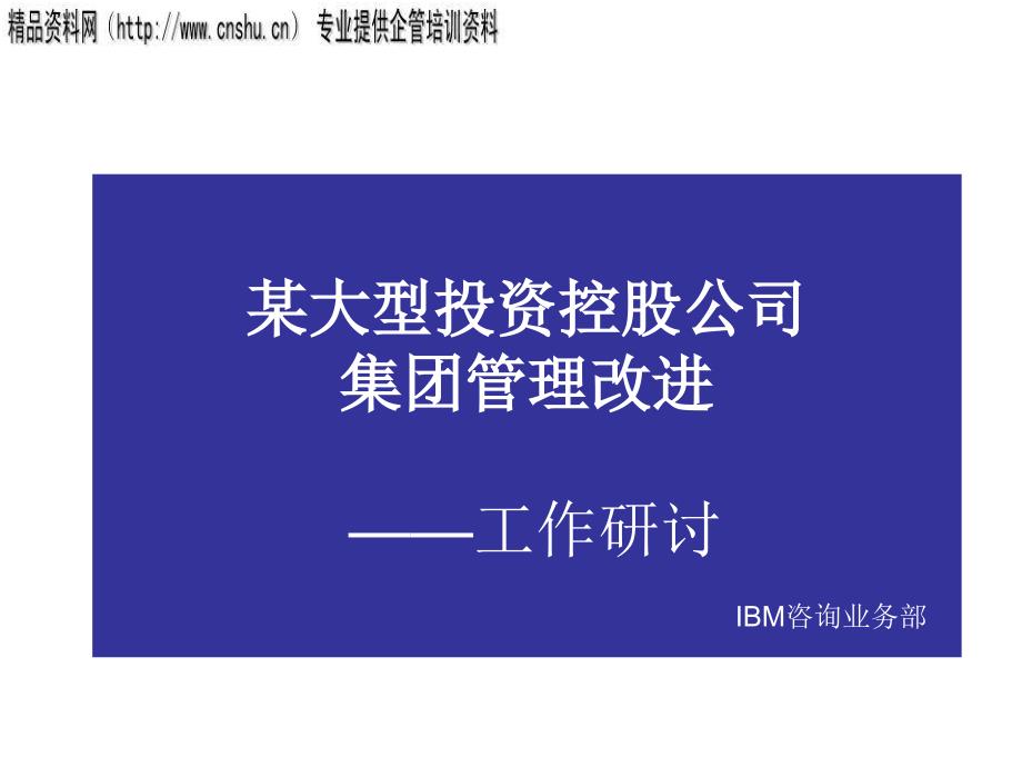 某投资控股公司集团管理改进工作研讨_第1页