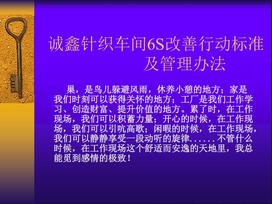 某针织车间6S改善行动标准及管理办法(PPT 34页)_第1页