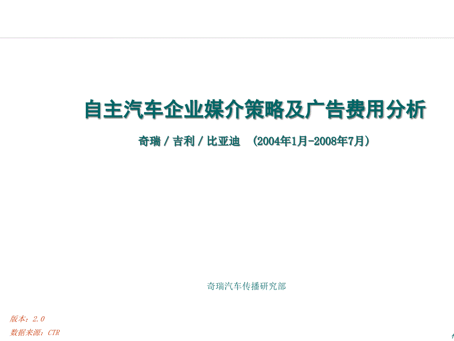 汽车企业媒介策略及广告费用分析报告_第1页