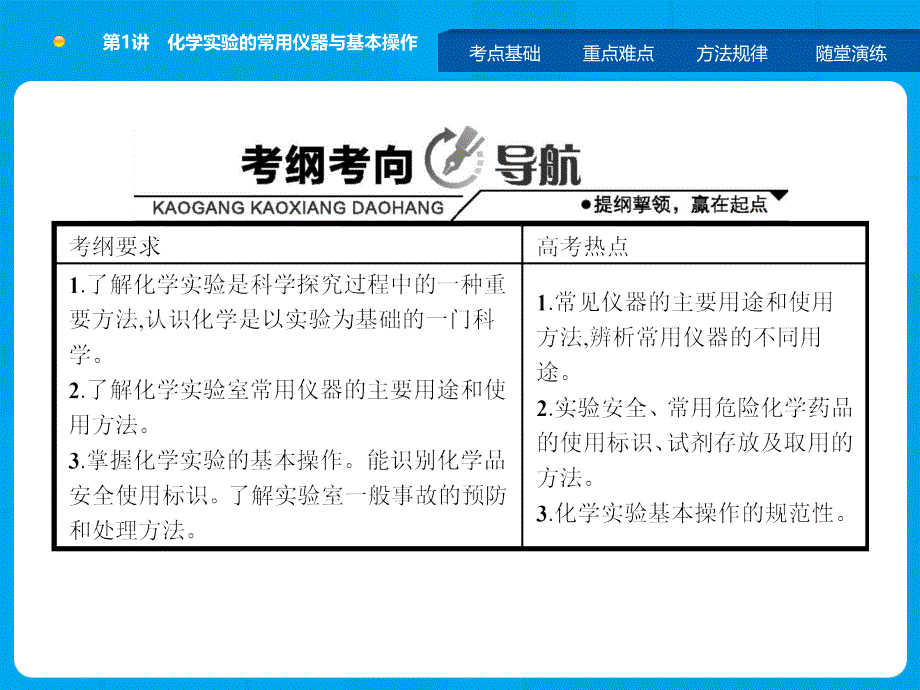 化學一輪復習__化學實驗的常用儀器與基本操作(教育精品)_第1頁