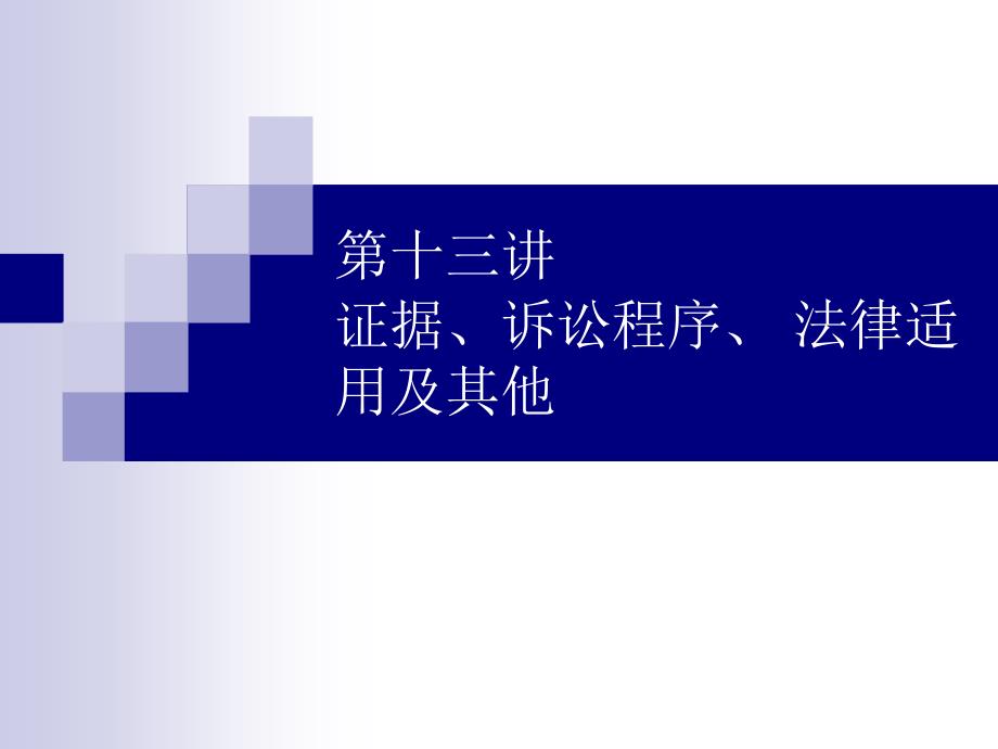 第十三讲证据、诉讼程序、法律适用及其他_第1页