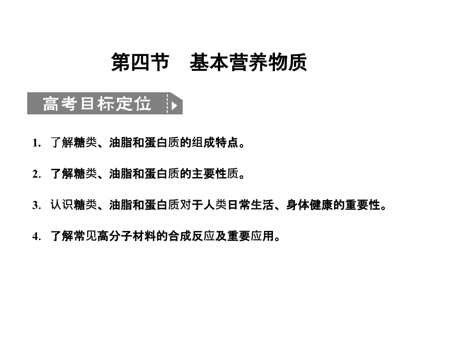 ■2011化学高考必备课件+练习全套■9-4第四节 基本营养_第1页