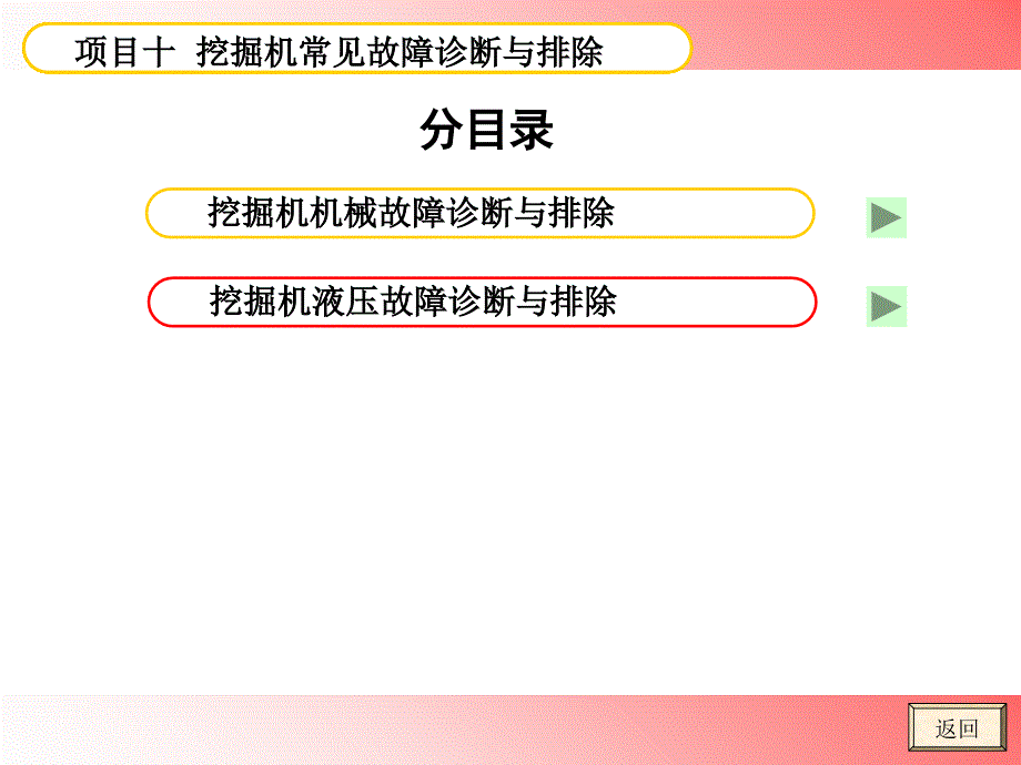 10项目十-挖掘机常见故障诊断与排除课件_第1页