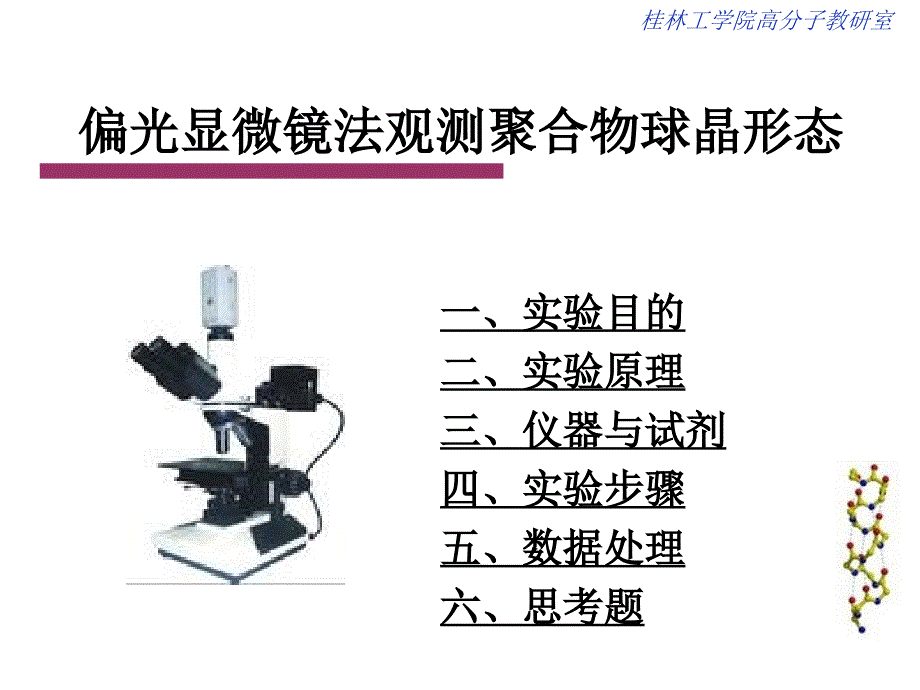 偏光显微镜法观察聚合物球晶形态ppt_第1页