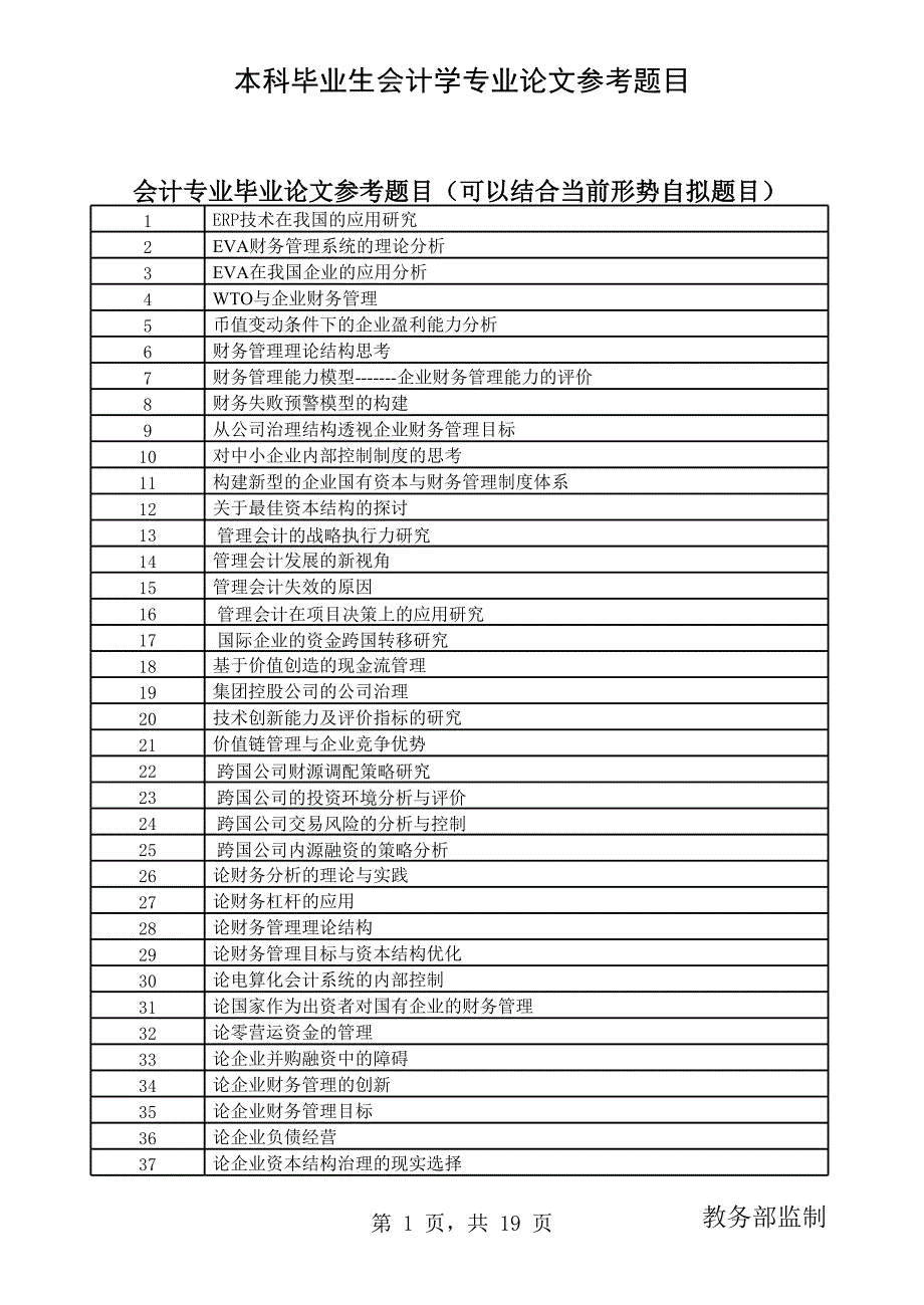 金融專業(yè)畢業(yè)論文參考題目（_第1頁