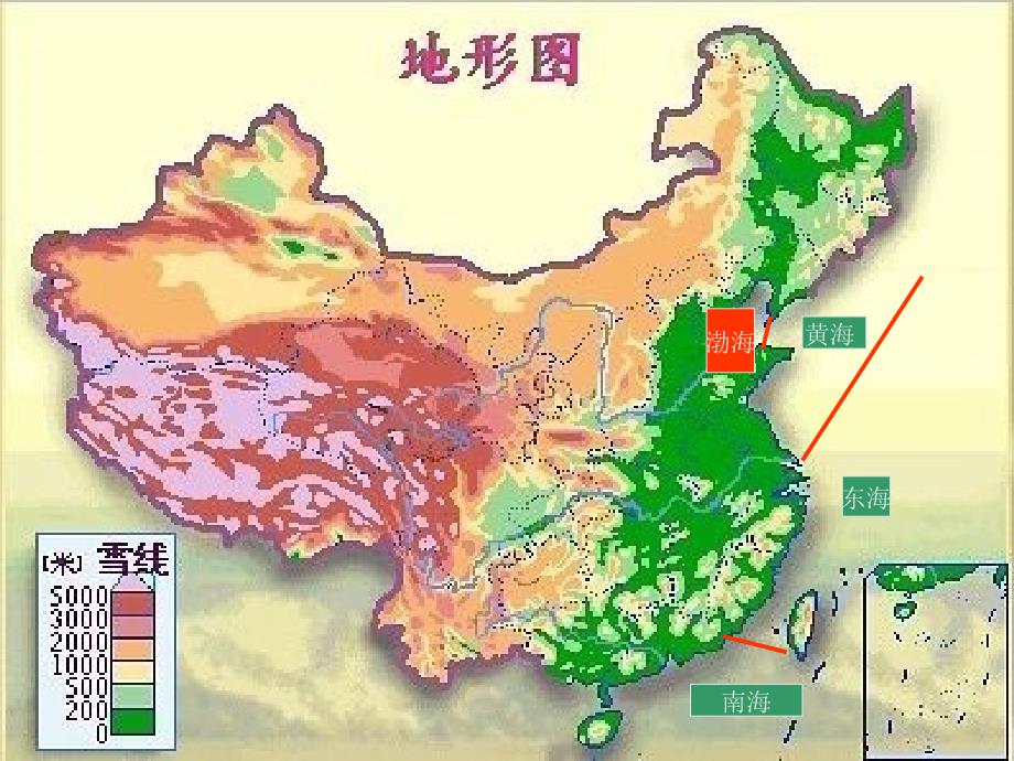 中国彩色山脉河流地形图_第1页