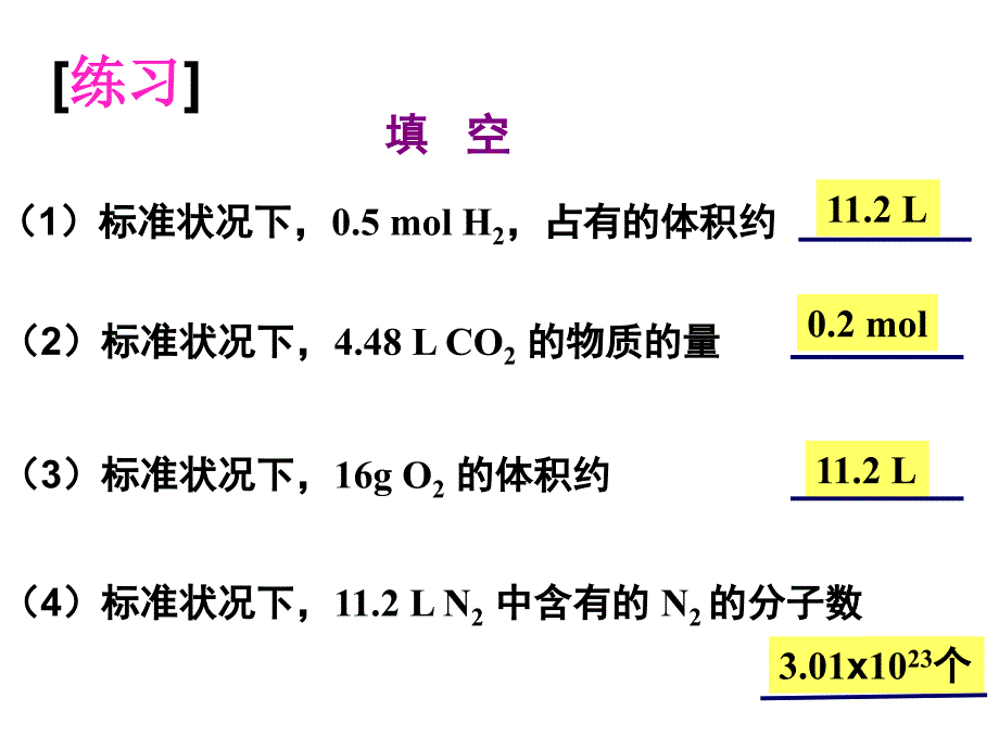 气体摩尔体积课堂练习_第1页