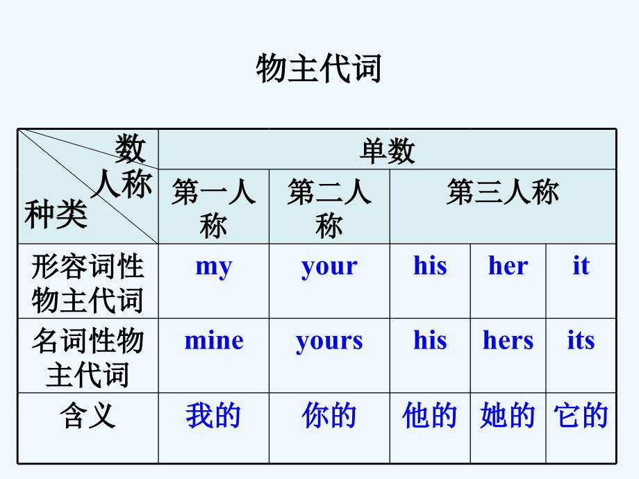 物主代词讲解及练习（教育精品）_第1页