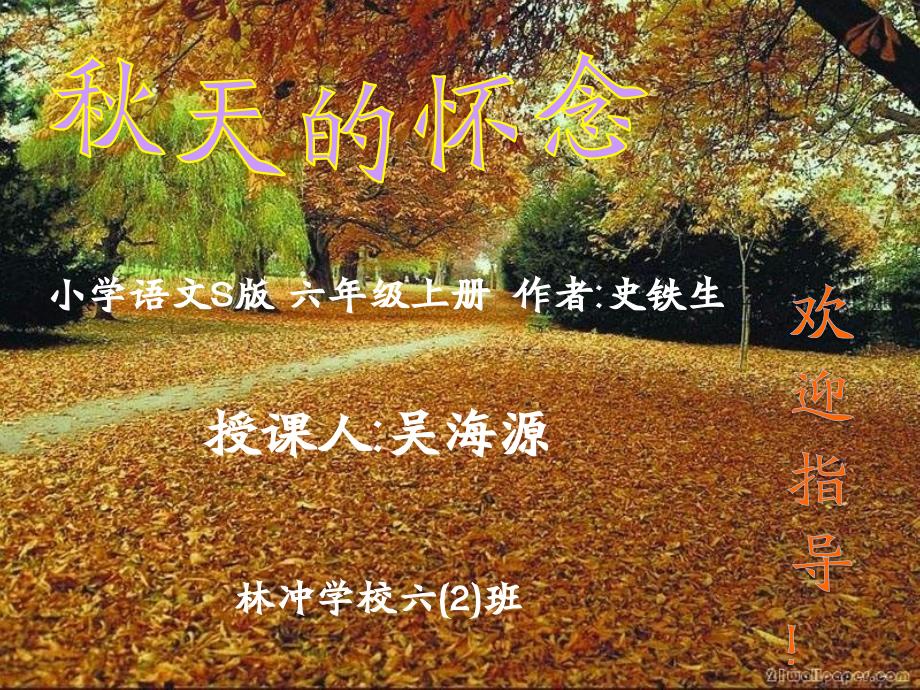 林冲学校公开课《秋天的怀林冲学校公开课《秋天的怀念》——执教：吴海源x念》——执教：吴海源（教育精品）_第1页