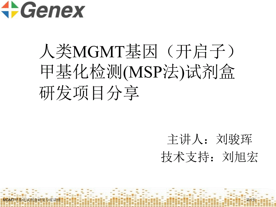 MGMT甲基化试剂盒研发专家讲座_第1页