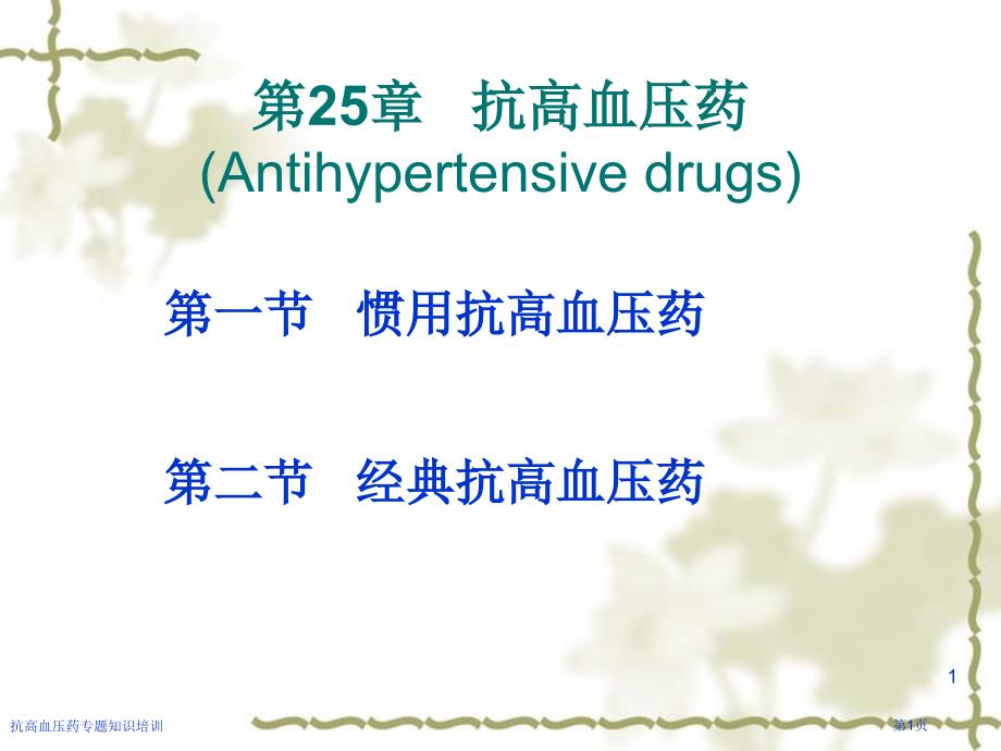 抗高血压药专题知识培训专家讲座_第1页