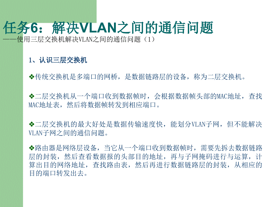 三层交换机解决VLAN之间的通信问题课件_第1页