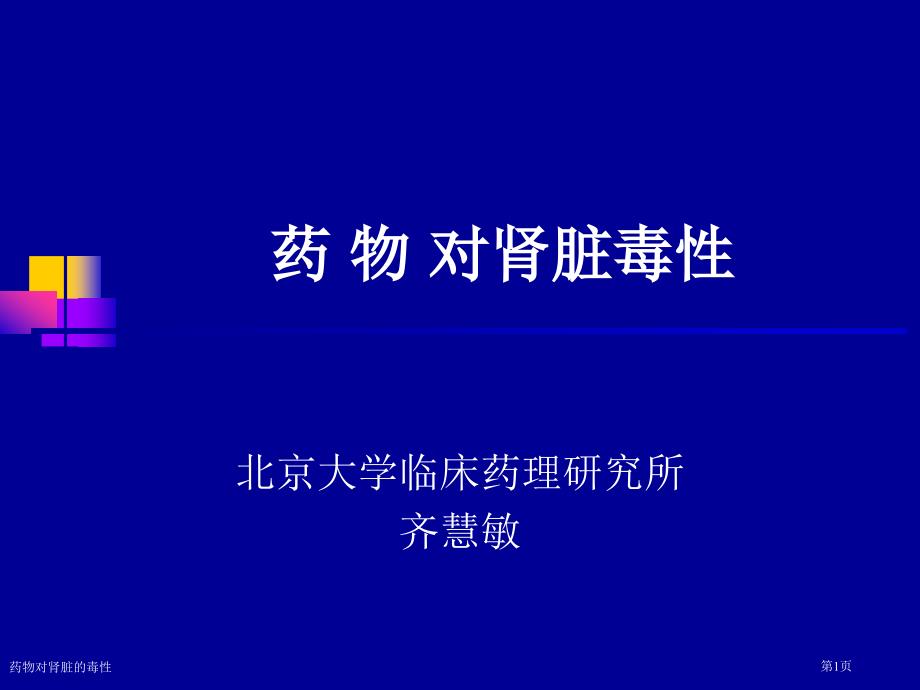 药物对肾脏的毒性专家讲座_第1页