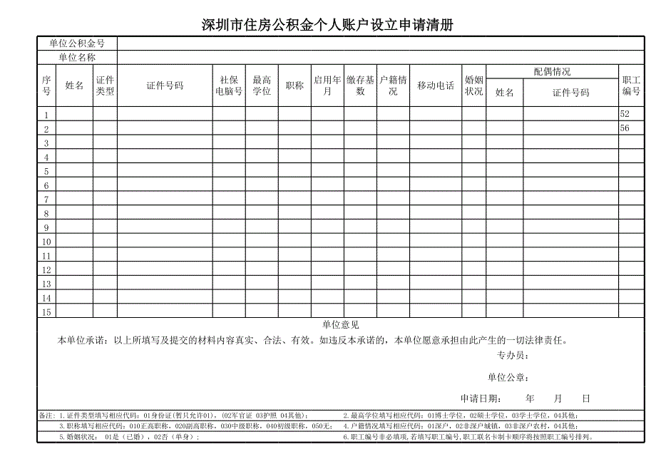 深圳市住房公積金個(gè)人賬戶設(shè)立申請(qǐng)清冊(cè)_第1頁