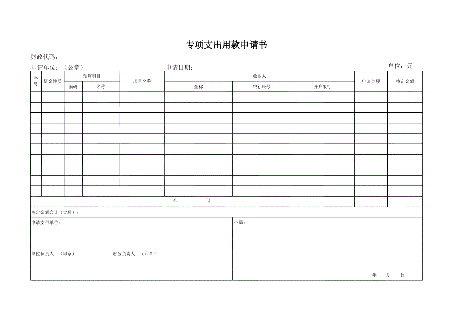 專(zhuān)項(xiàng)支出用款申請(qǐng)書(shū) (2)_第1頁(yè)