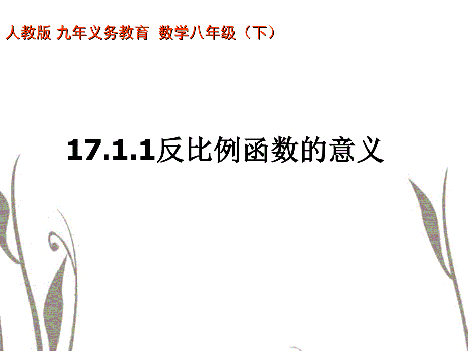 1711反比例函数的意义(教育精品)_第1页