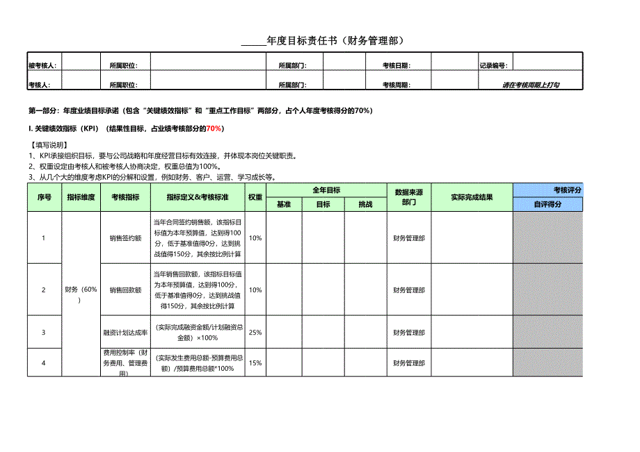 財(cái)務(wù)總監(jiān)年度目標(biāo)責(zé)任書_第1頁(yè)