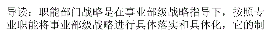 企业职能部门战略在企业的经济发展中的作用_第1页