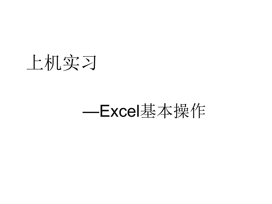 信息处理技术上机Excel基本操作_第1页