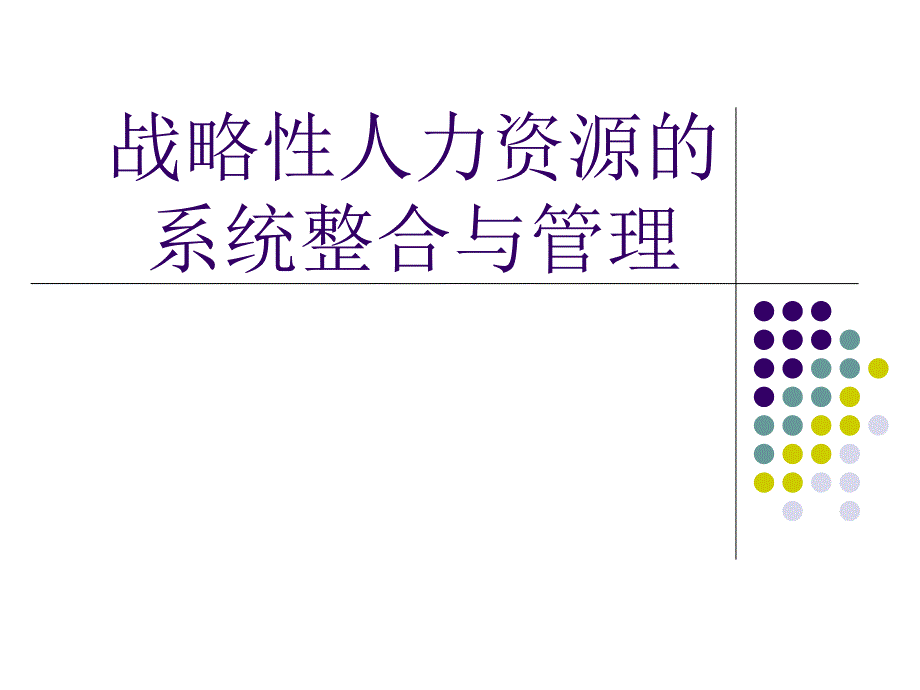 战略性人力资源的系统整合与管理_第1页