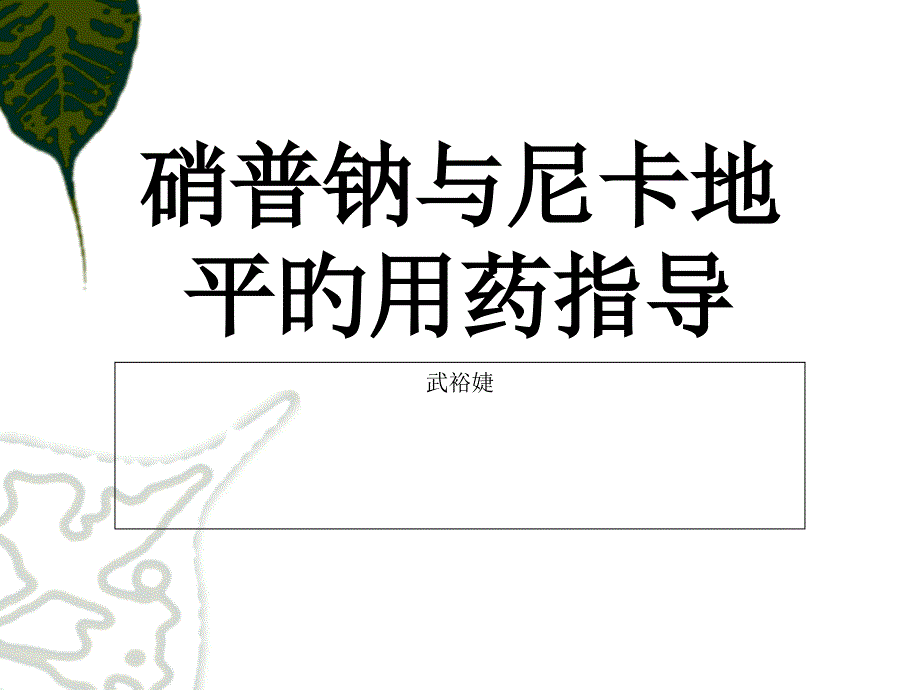 硝普钠和尼卡地平的用药指导_第1页