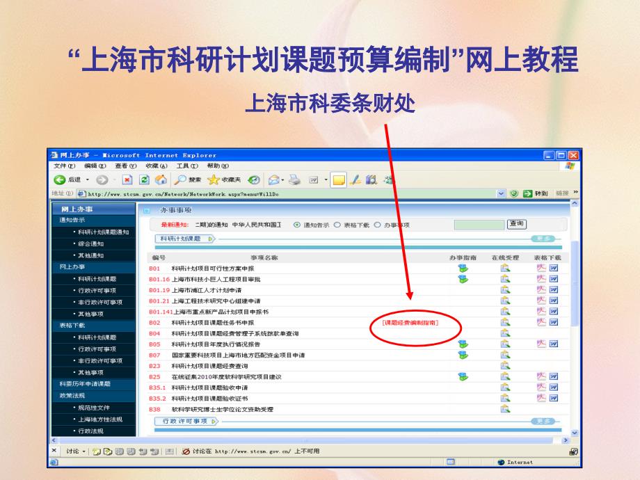 上海市科研计划课题预算编制网上教程上海市科委条财处_第1页