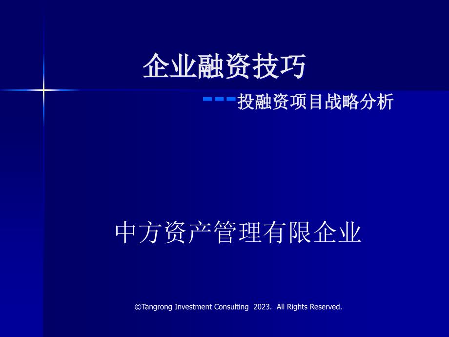 企业融资技巧投融资项目战略分析ppt_第1页