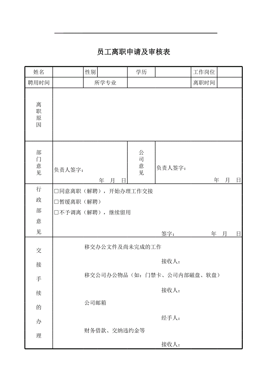 離職手續(xù)審批表_第1頁