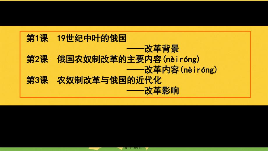 人教版选修一-第单元-俄国农奴制改革课件PPT资料_第1页