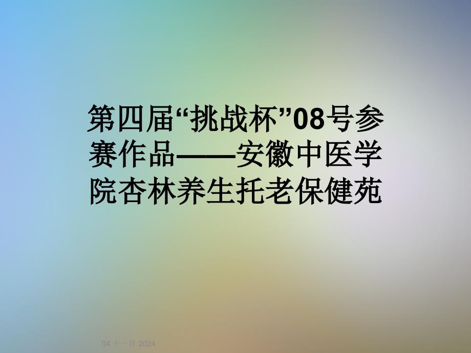 第四届“挑战杯”08号参赛作品——安徽中医学院杏林养生托老保健苑_第1页