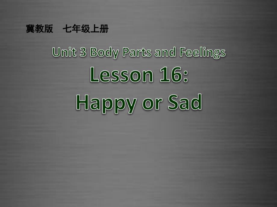 七年级英语上册 Unit 3 Lesson 16 Happy or Sad课件 （新版）冀教版_第1页