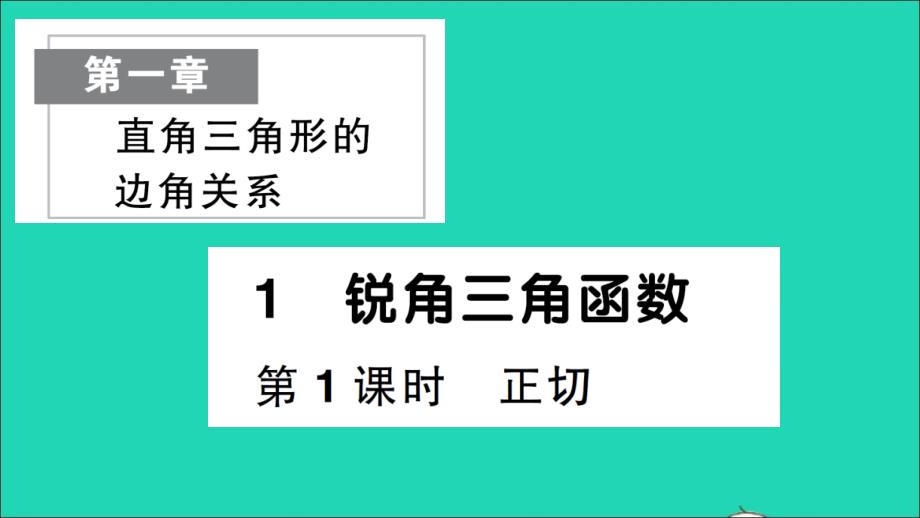 九年级数学下册第一章直角三角形的边角关系1锐角三角函数第1课时正切作业教学课件新版北师大版_第1页