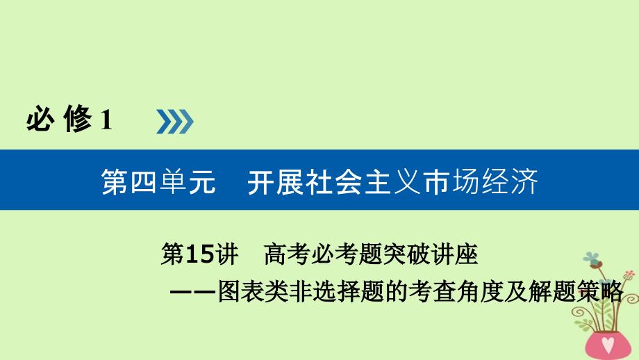 全国通用版高考政治一轮复习第四单元发展市抄济第15讲高考必考题突破讲座图表类非选择题的考查角度及解题策略课件_第1页