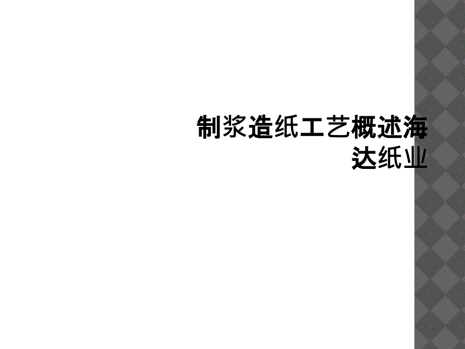 制浆造纸工艺概述海达纸业课件_第1页