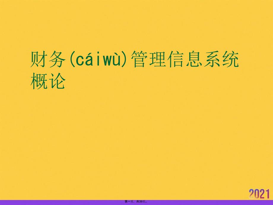 财务管理信息系统概论PPT资料_第1页