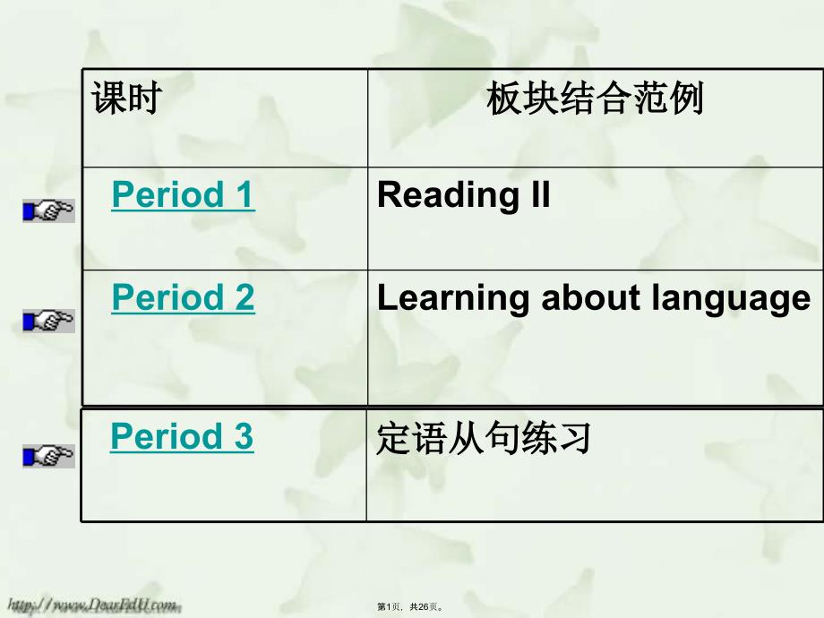 选修第五单元阅读-prereading-reading课件-新课标-人教版(共26张PPT)_第1页