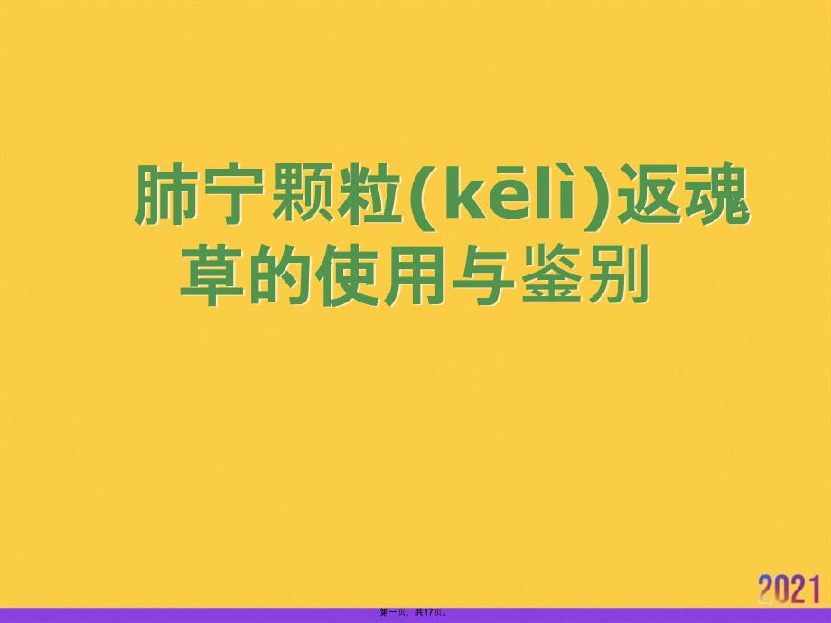 肺宁颗粒返魂草的使用与鉴别优选ppt资料_第1页