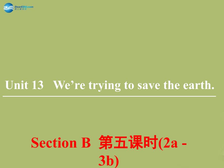 山东省邹平县实验中学九年级英语全册 Unit 13 We’re trying to save the earth（第5课时）课件 （新版）人教新目标版_第1页