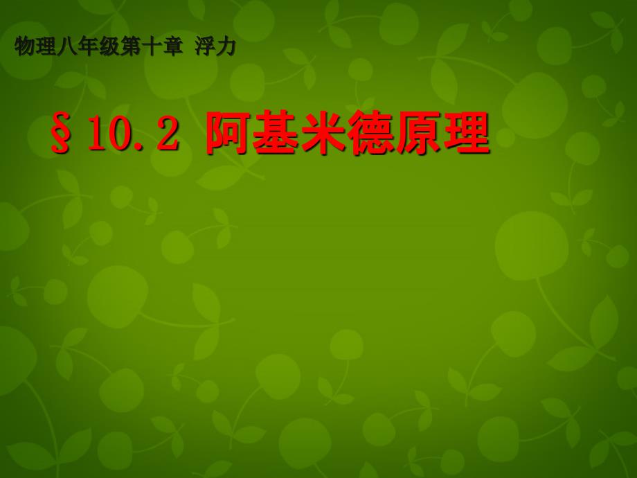 湖北省天门市蒋湖中学八年级物理下册 102 阿基米德原理课件 （新版）新人教版_第1页